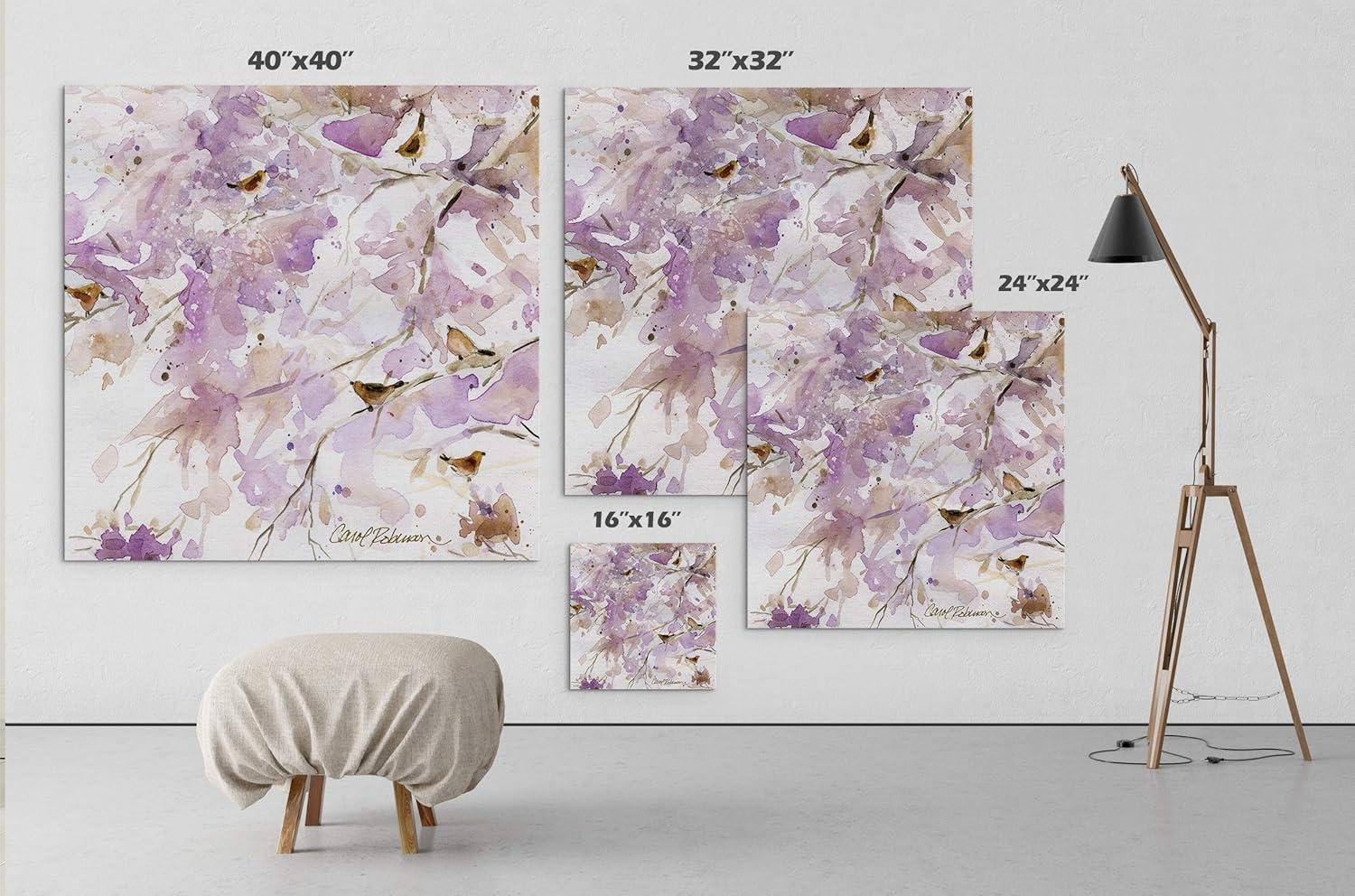 Lavender Spring Birds Gallery Wrapped Canvas Art, 32x32