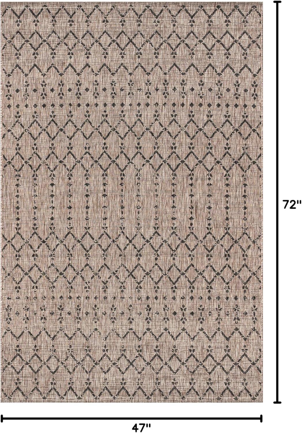 Ourika Moroccan Geometric Textured Weave Indoor/Outdoor Area Rug - JONATHAN Y