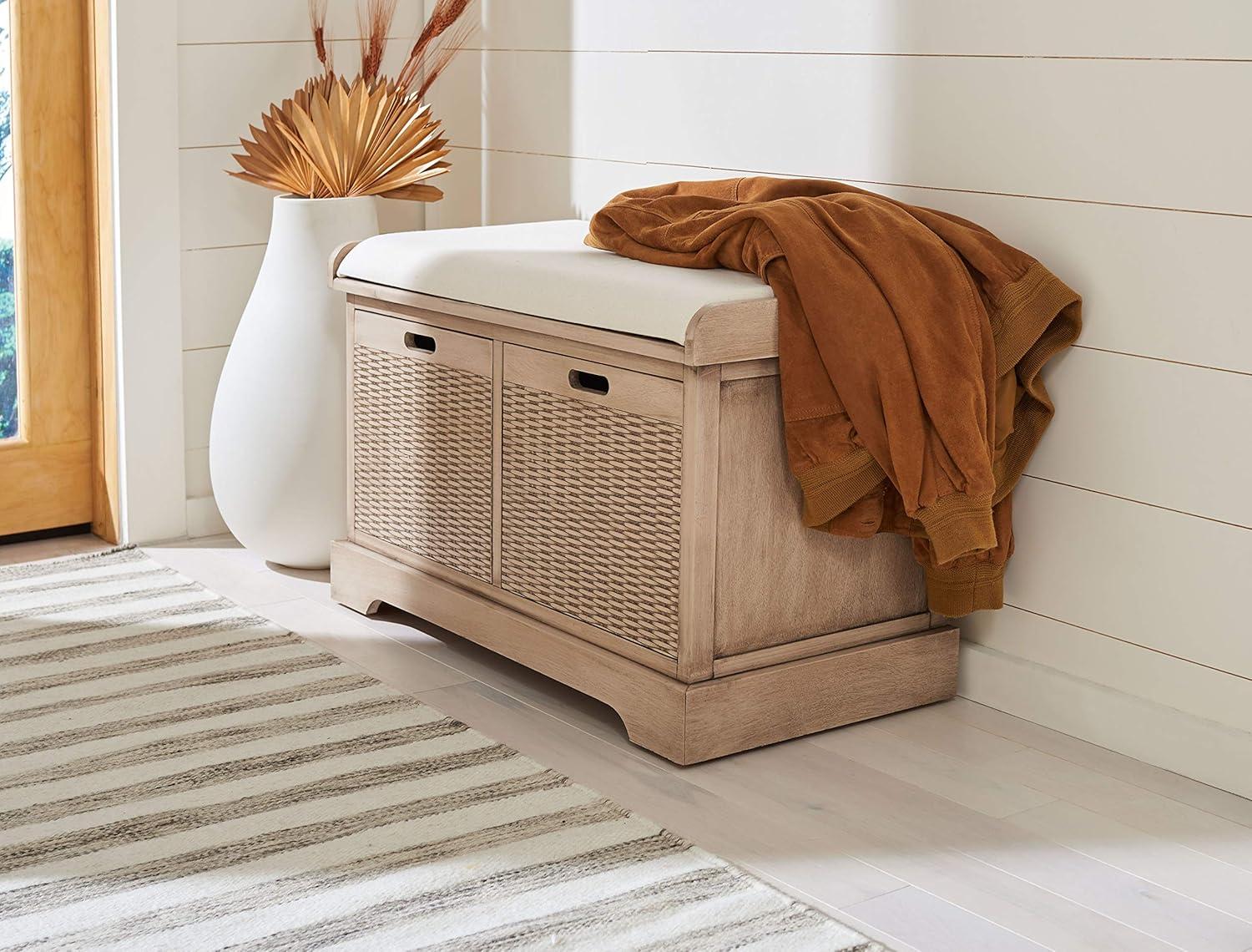 Landers 2 Drawer Cushion Bench - BCH5702 - Sand - Safavieh