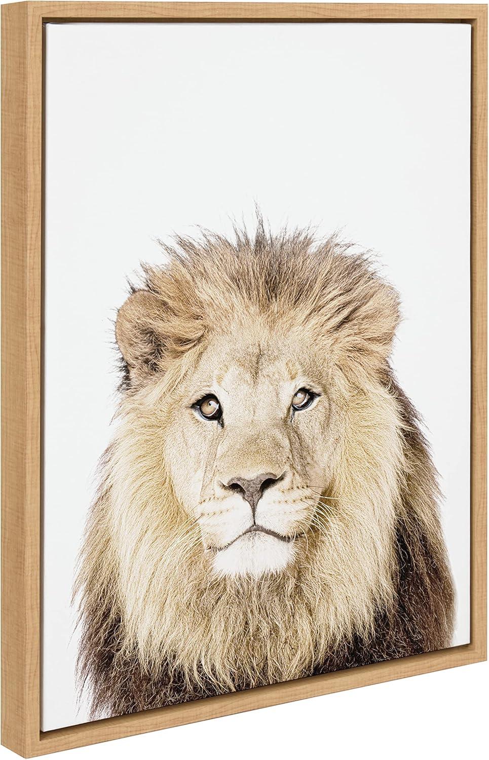 18"x24" Sylvie Lion Thinking Portrait Framed Canvas by Amy Peterson - Kate & Laurel All Things Decor