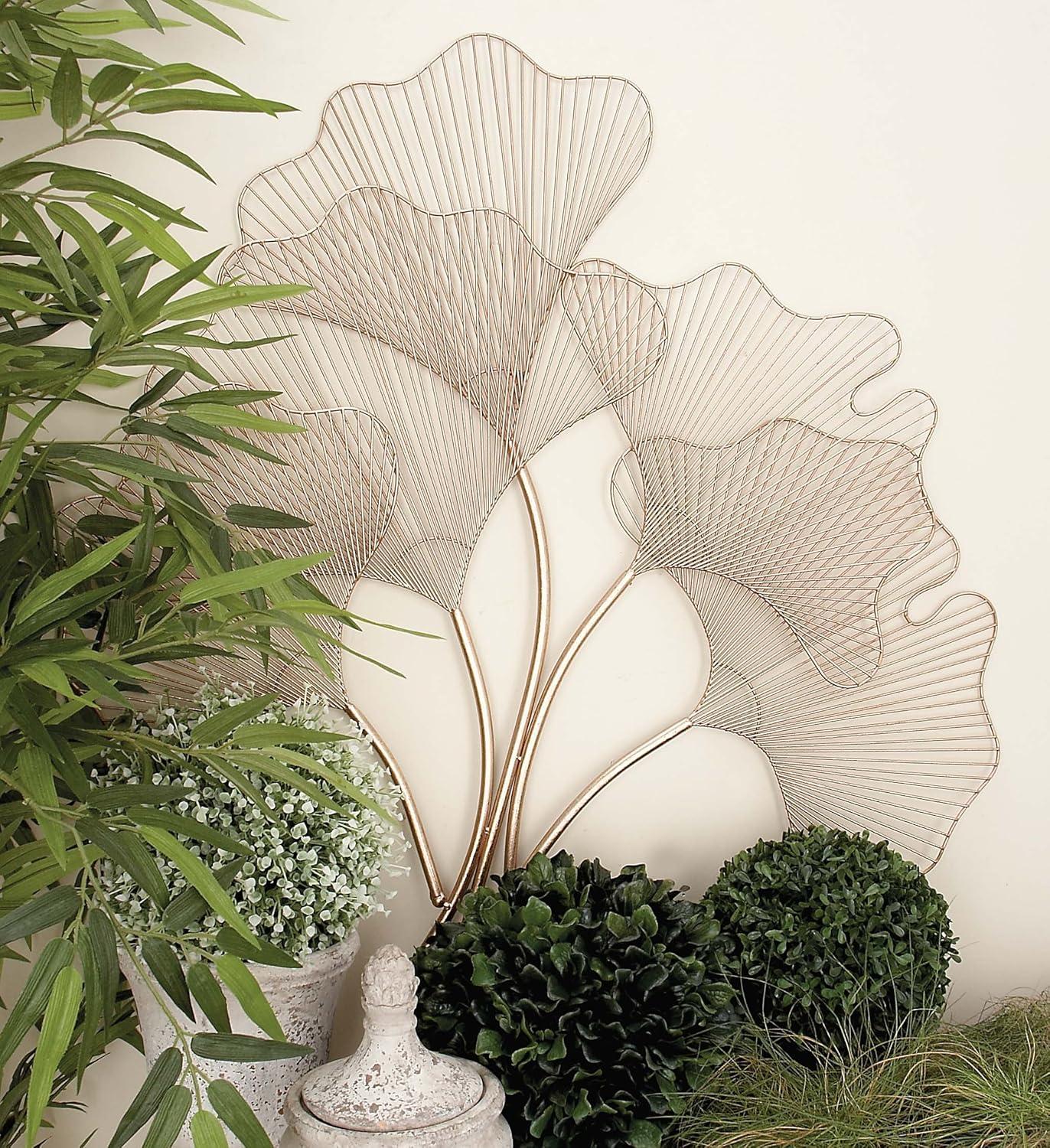 Large Copper Metal Ginkgo Leaf Wall Sculpture