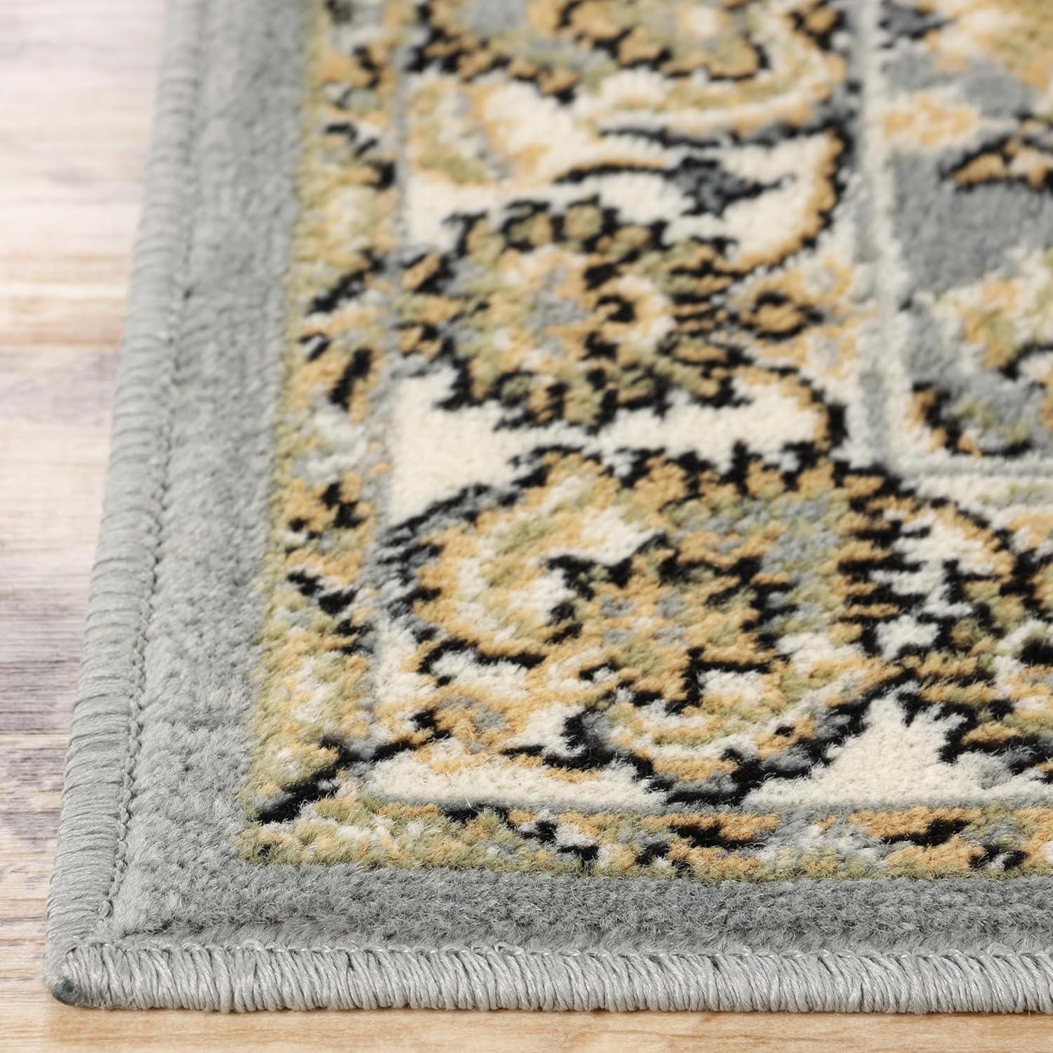 Superior Lille Traditional Floral Indoor Runner Rug, Grey, 2' 7" x 8'