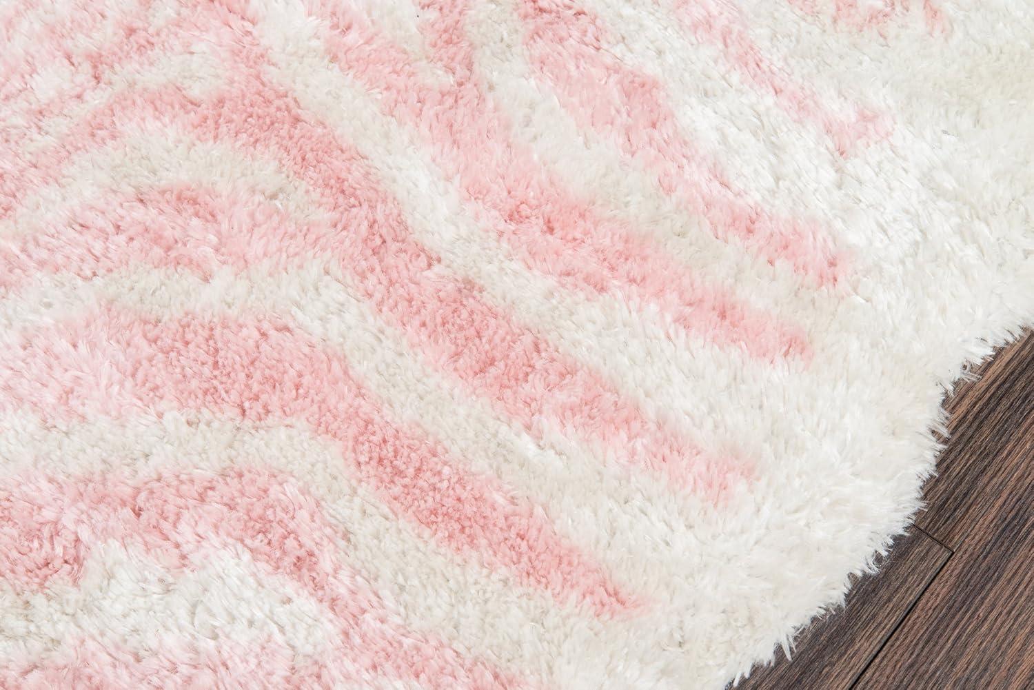 Plush Pink Zebra Stripe Hand-Tufted Area Rug, 3'6" x 5'6"