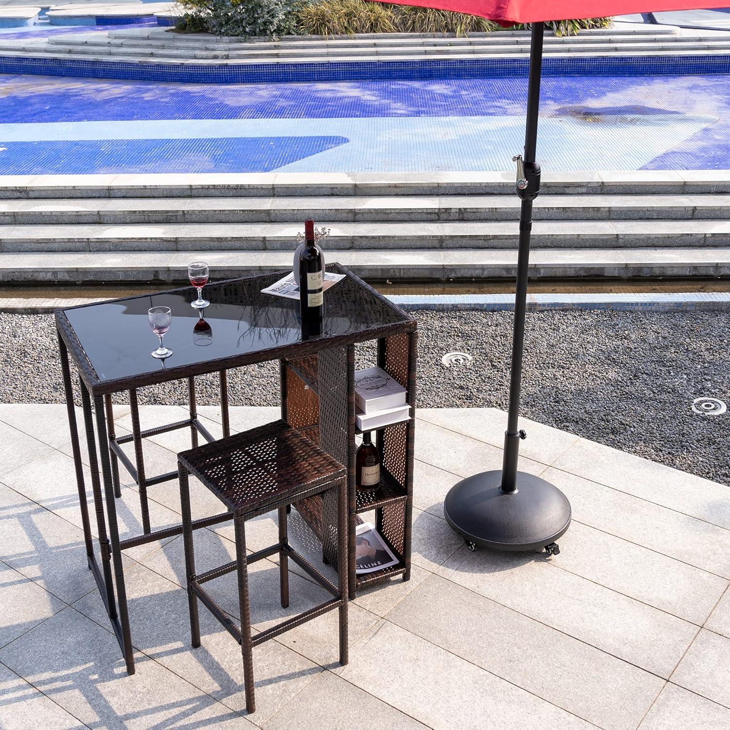 Outdoor 55lbs Heavy Duty Stand Concrete Umbrella Base with 4 Wheels Black for Patio Garden