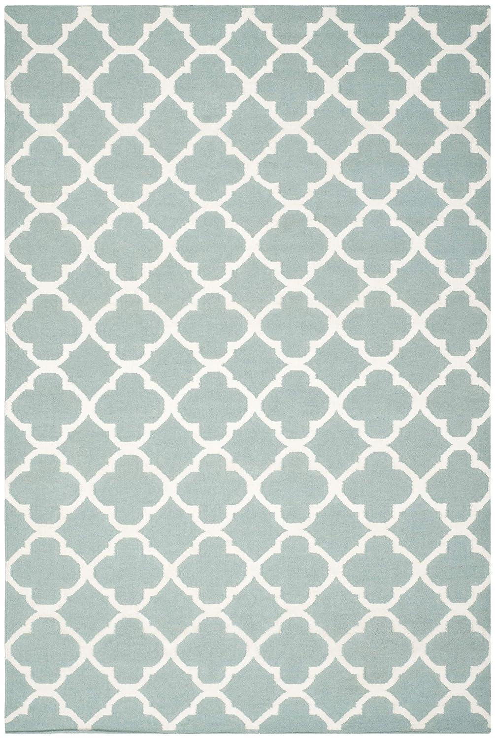 Dhurries DHU627 Hand Woven Area Rug - Blue/Ivory - 6'x9' - Safavieh.