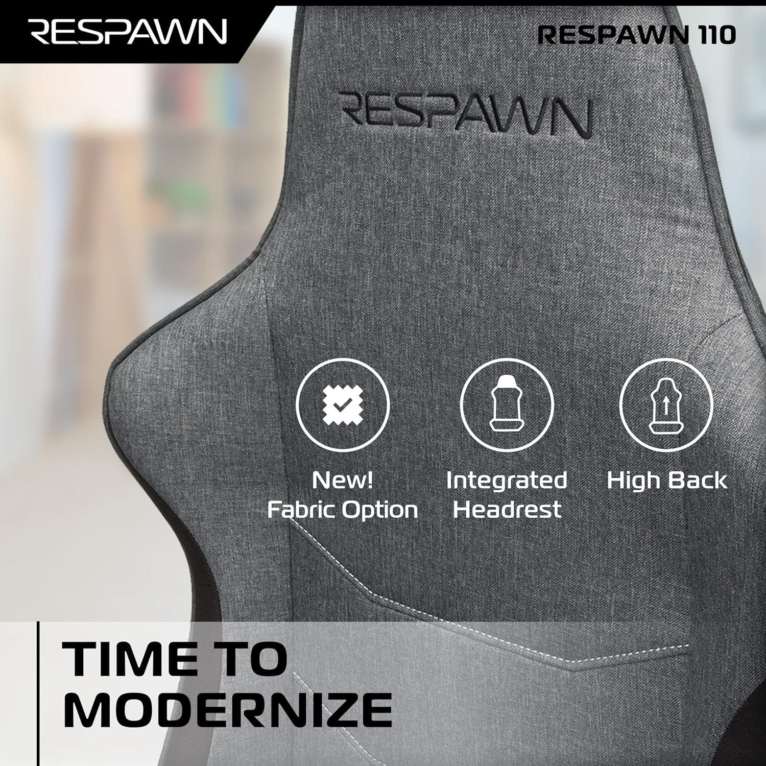 Respawn RESPAWN 110 Gaming Chair - Gamer Chair PC Computer Chair, Ergonomic Gaming Chairs, Office Chair with Integrated Headrest, Gaming Chair for Adults 135 Degree Recline with Angle Lock