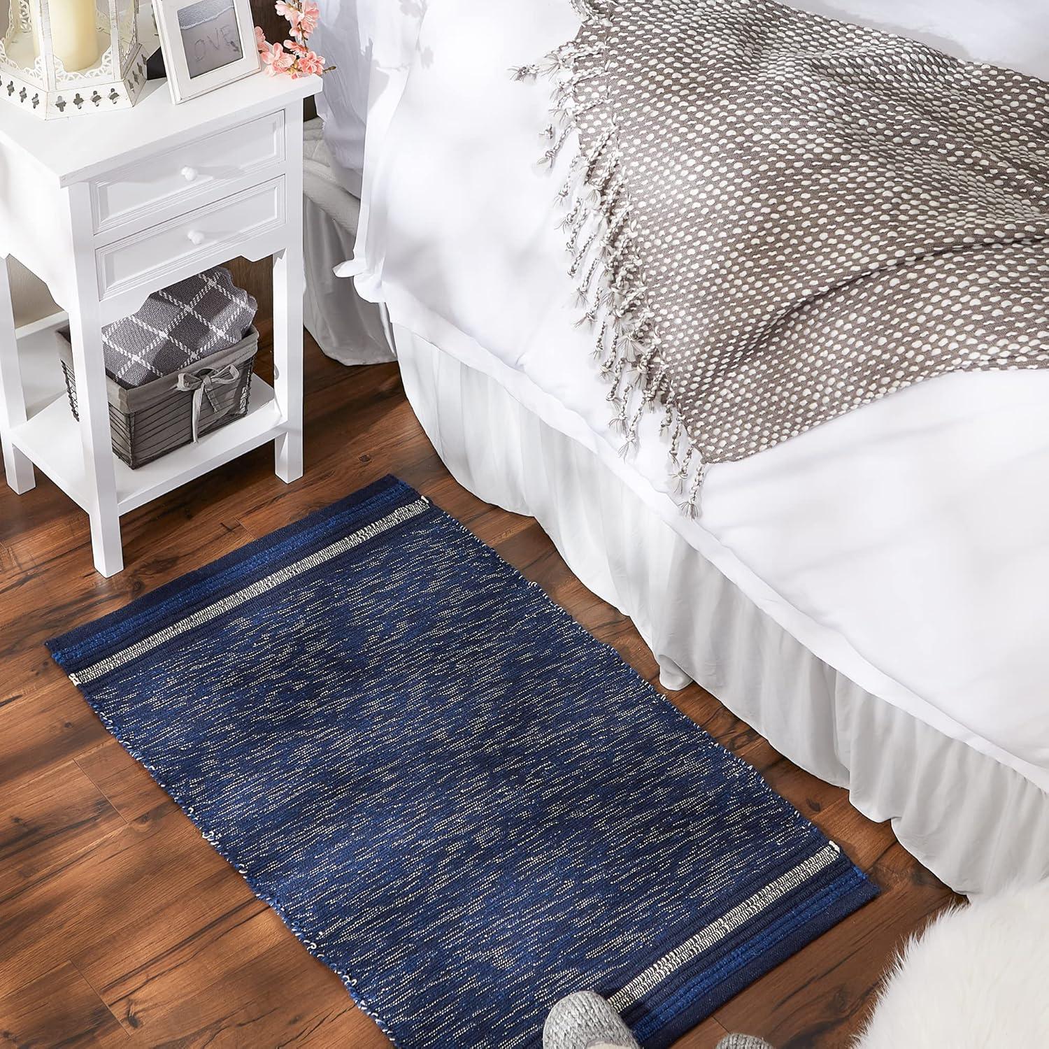 Design Imports Modern Edge Stripe - Nautical Blue - 2 X 3 Ft
