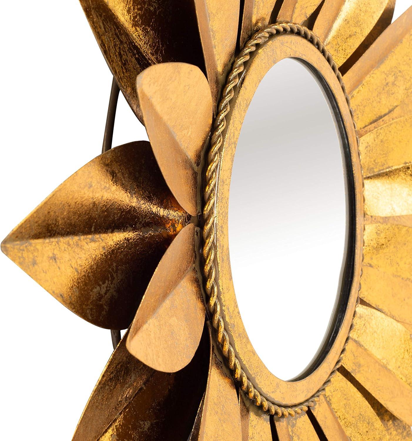 Safavieh Larcen 22 in. Solid Sunburst Round Mirror, Gold Foil