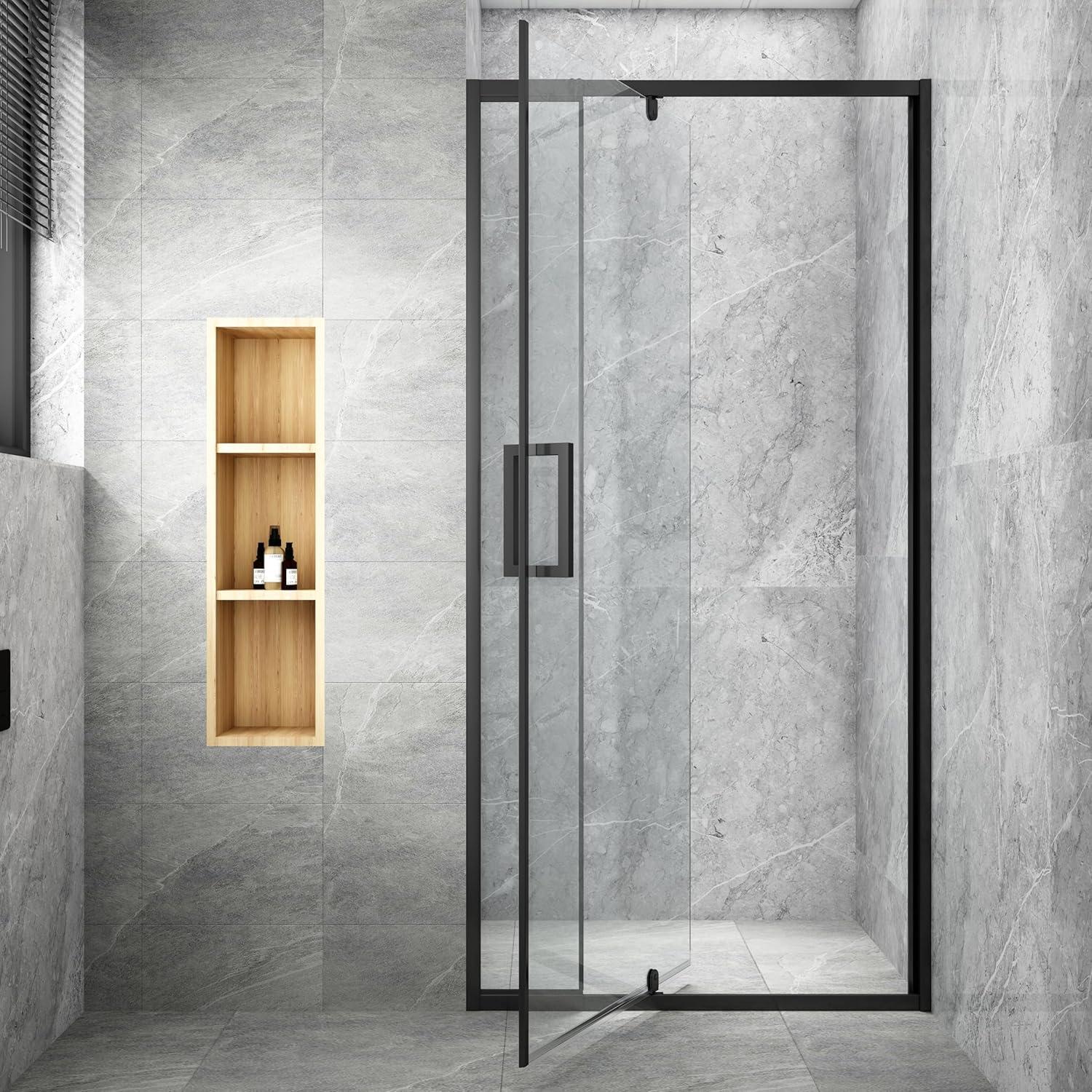 36 in. W x 72 in. H Pivot Swing Semi-Frameless Shower Door with 1/4" Tempered Glass