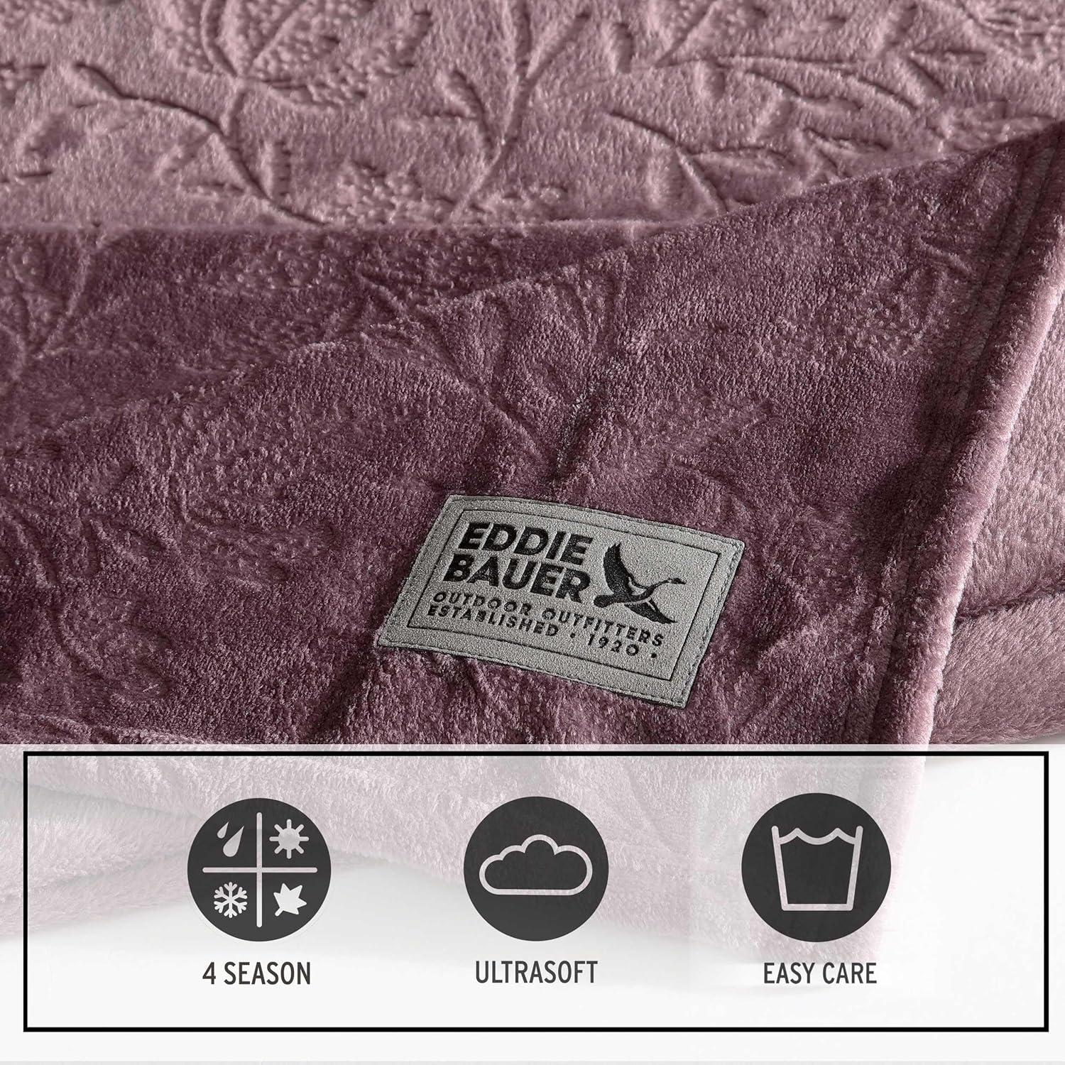 Eddie Bauer Eddie Bauer Woodblock Floral Embossed Signature Plush Throw Blanket