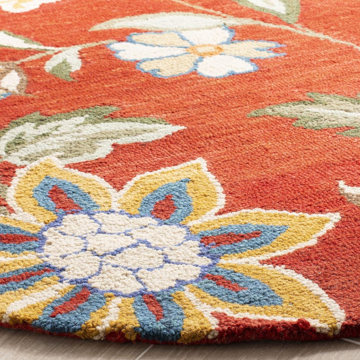 Blossom BLM673 Hand Hooked Area Rug - Rust/Multi - 6' Round - Safavieh.