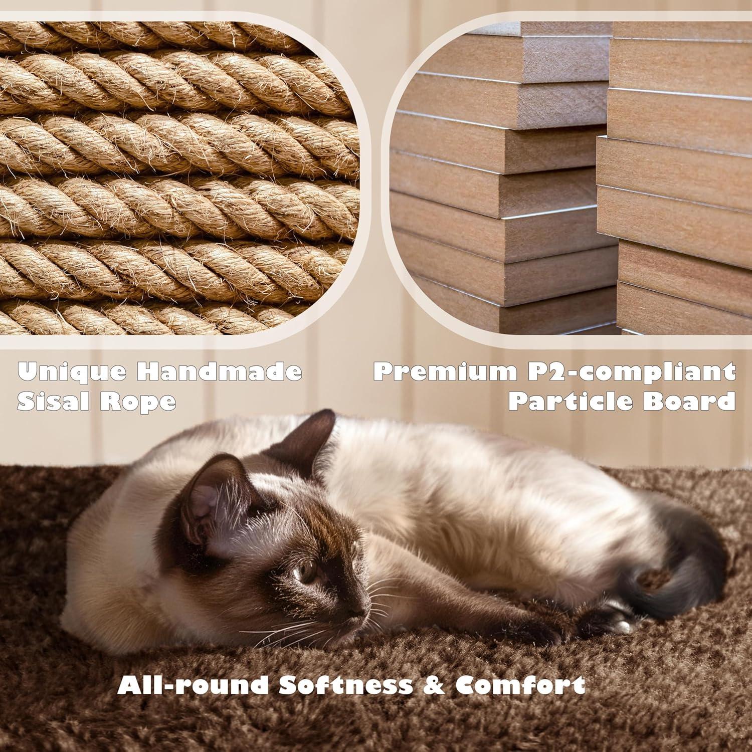 54" Cat Tree, Cat Tower Condo with Scratching Post and Ladder, Pet Furniture with Hanging Ball and Platforms for Indoor, Home