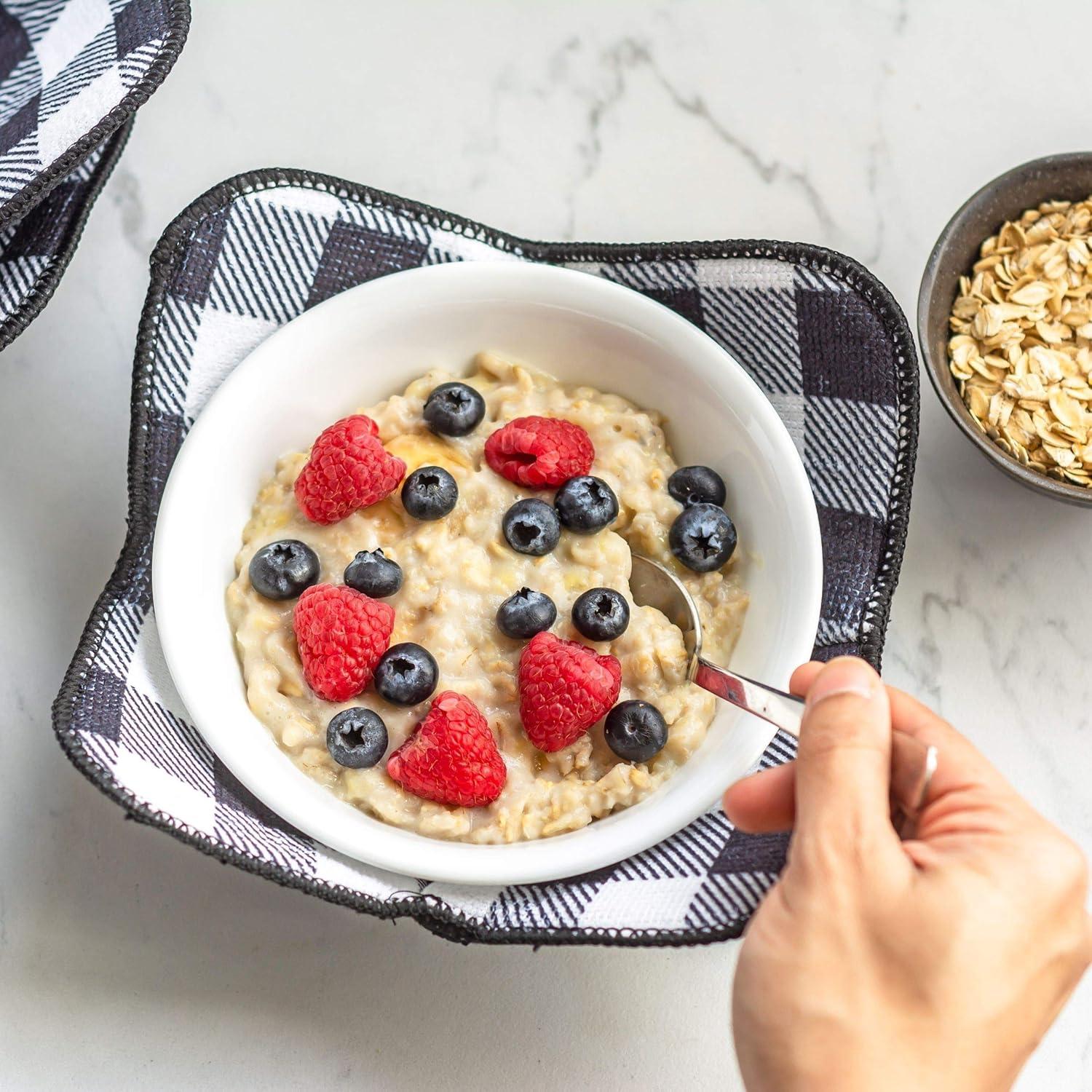 Microwave Bowl Cozies - Protect Hands From Hot Dishes - Set of 4 - Heat-Resistant Bowl Holder - Machine Washable - Convenient Microwave Accessory