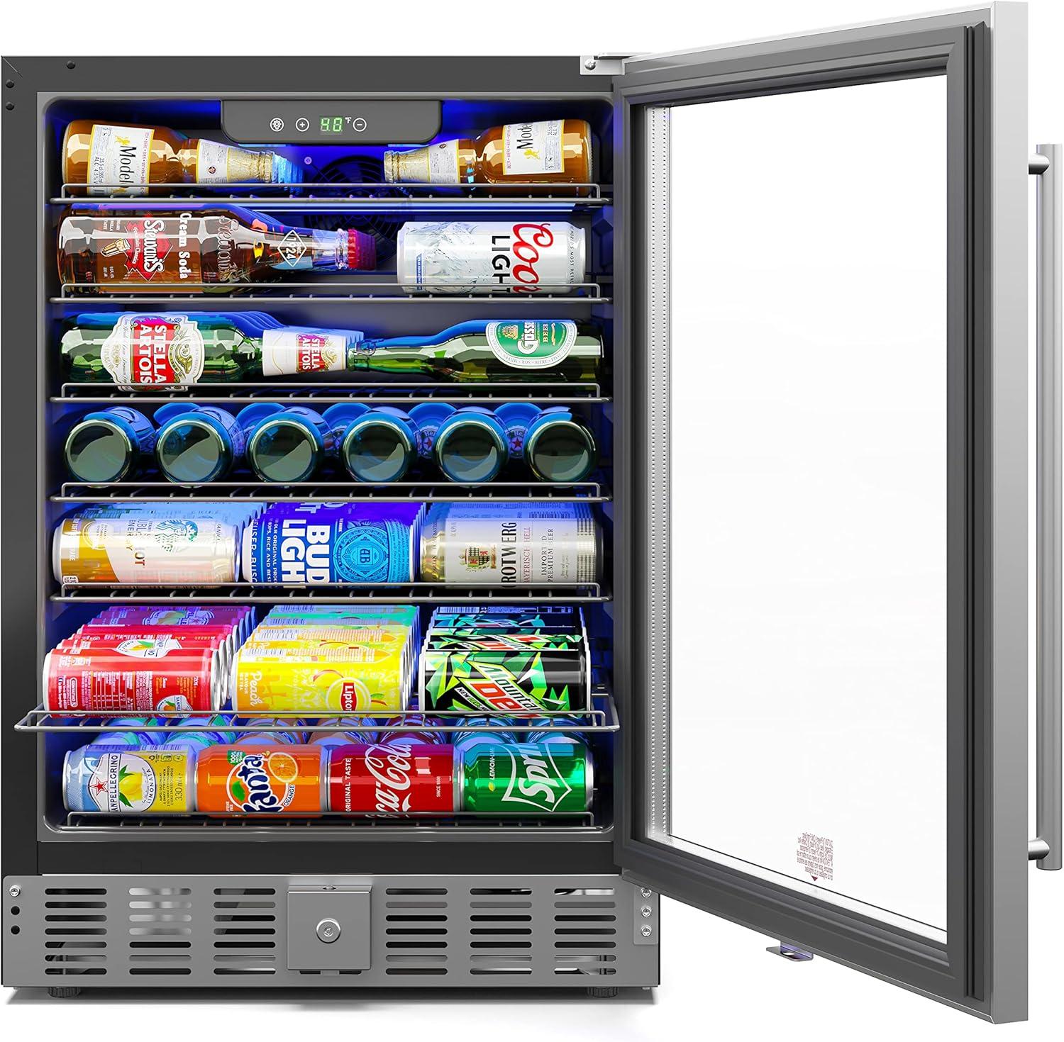 KoolMore 23.4 in. Stainless Steel, Solid-Door Built-In Refrigerator and Beverage Cooler, 5 Cu. ft.