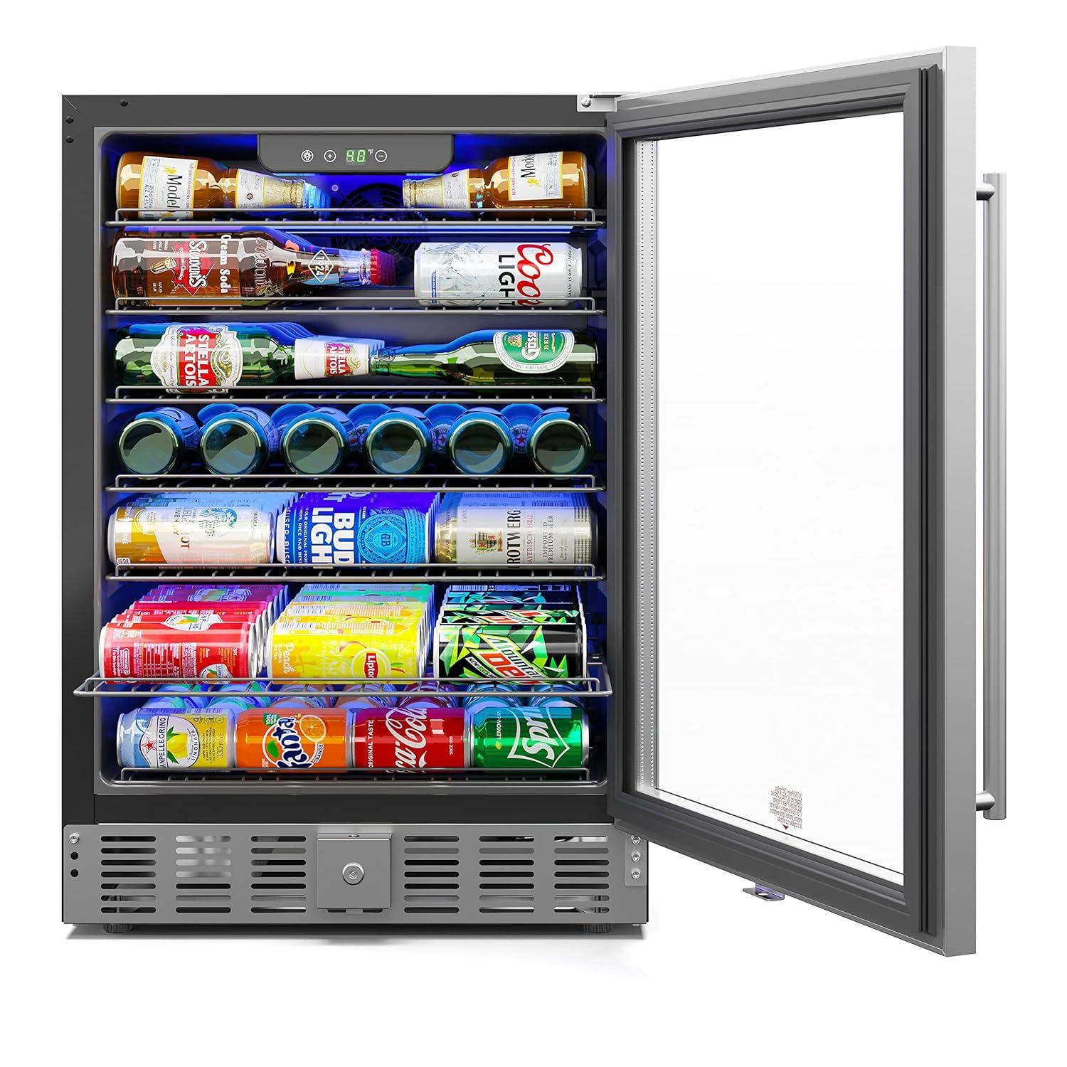 KoolMore 23.4 in. Stainless Steel, Solid-Door Built-In Refrigerator and Beverage Cooler, 5 Cu. ft.