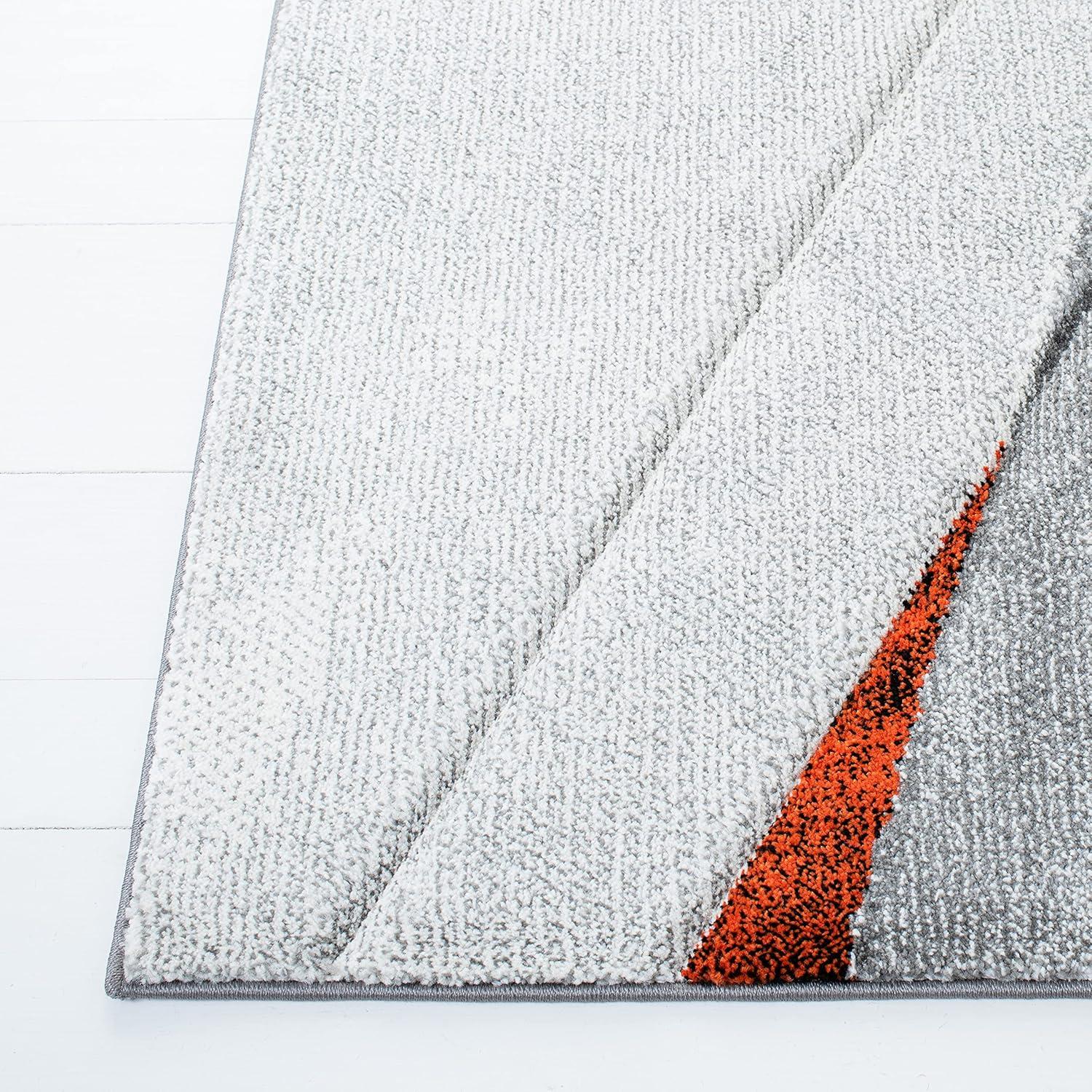 Hollywood HLW710 Machine Made Area Rug - 9'x12' - Grey/Orange - Safavieh