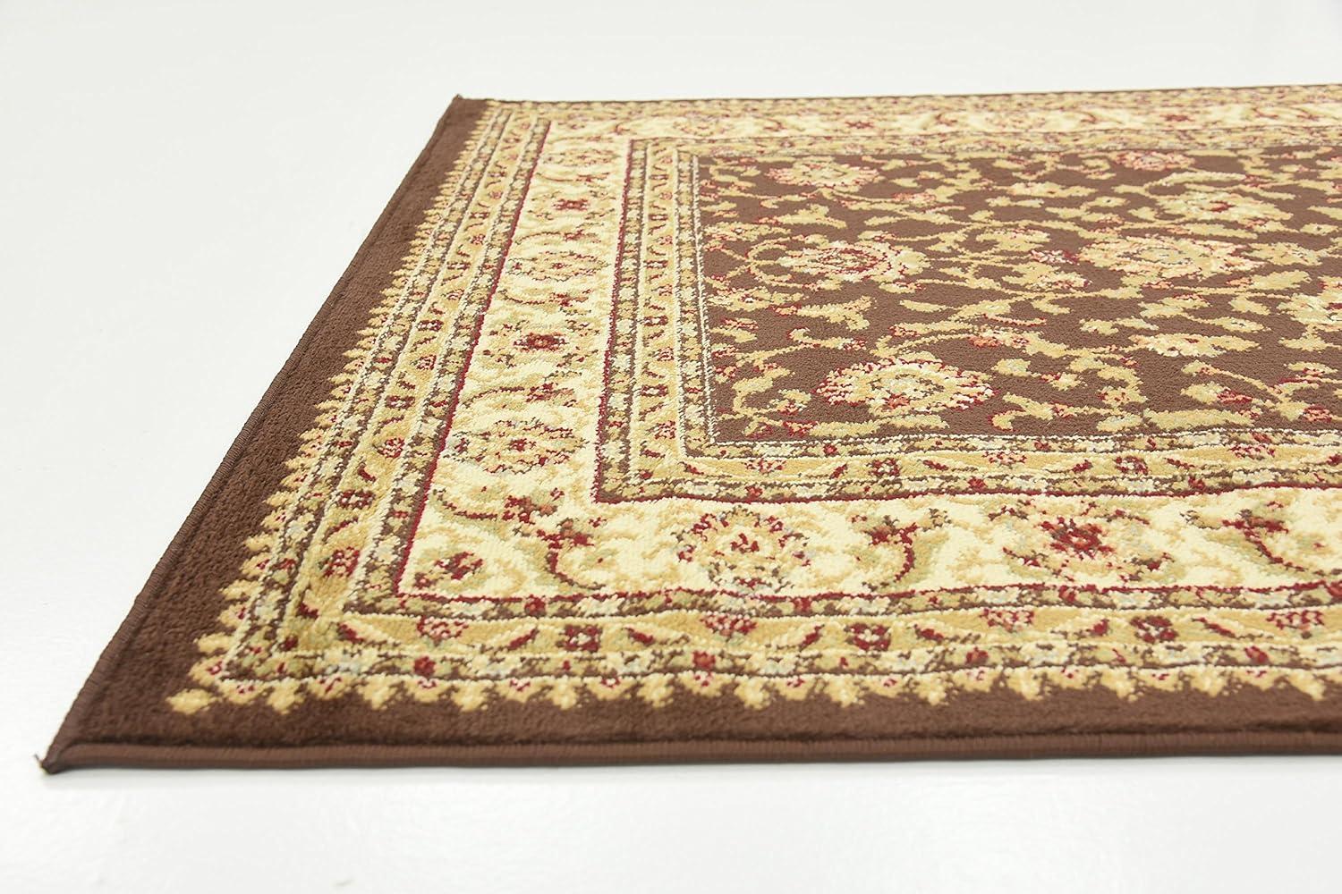 Classic Elegance 4' x 6' Brown Floral Synthetic Area Rug