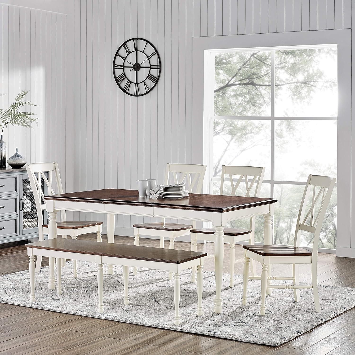 Shelby 6-Piece Antique White Extendable Dining Set with Bench