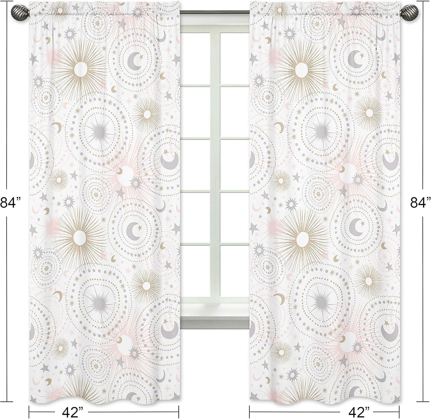 Sweet Jojo Designs Celestial Geometric Semi-Sheer Rod Pocket Curtains/Drapes (Set of 2)