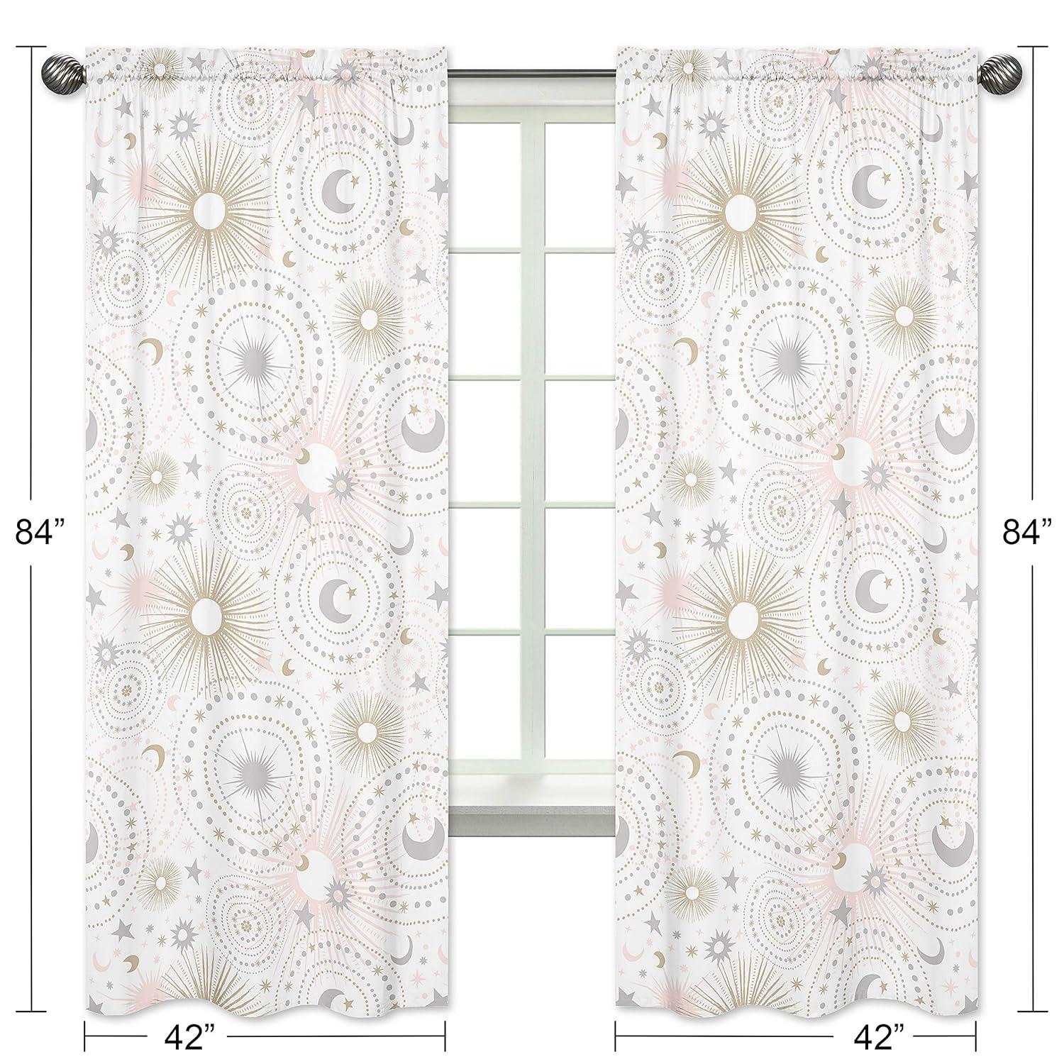 Sweet Jojo Designs Celestial Geometric Semi-Sheer Rod Pocket Curtains/Drapes (Set of 2)