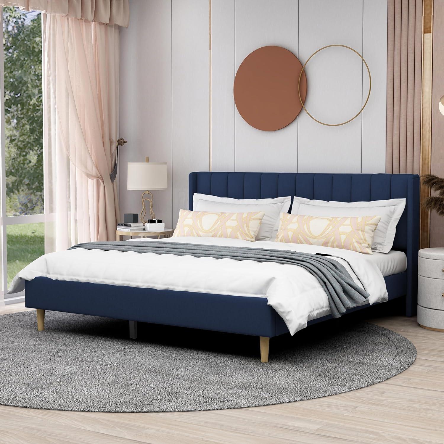 Eriksay Low Profile Upholstered Platform Bed with Winback Headboard