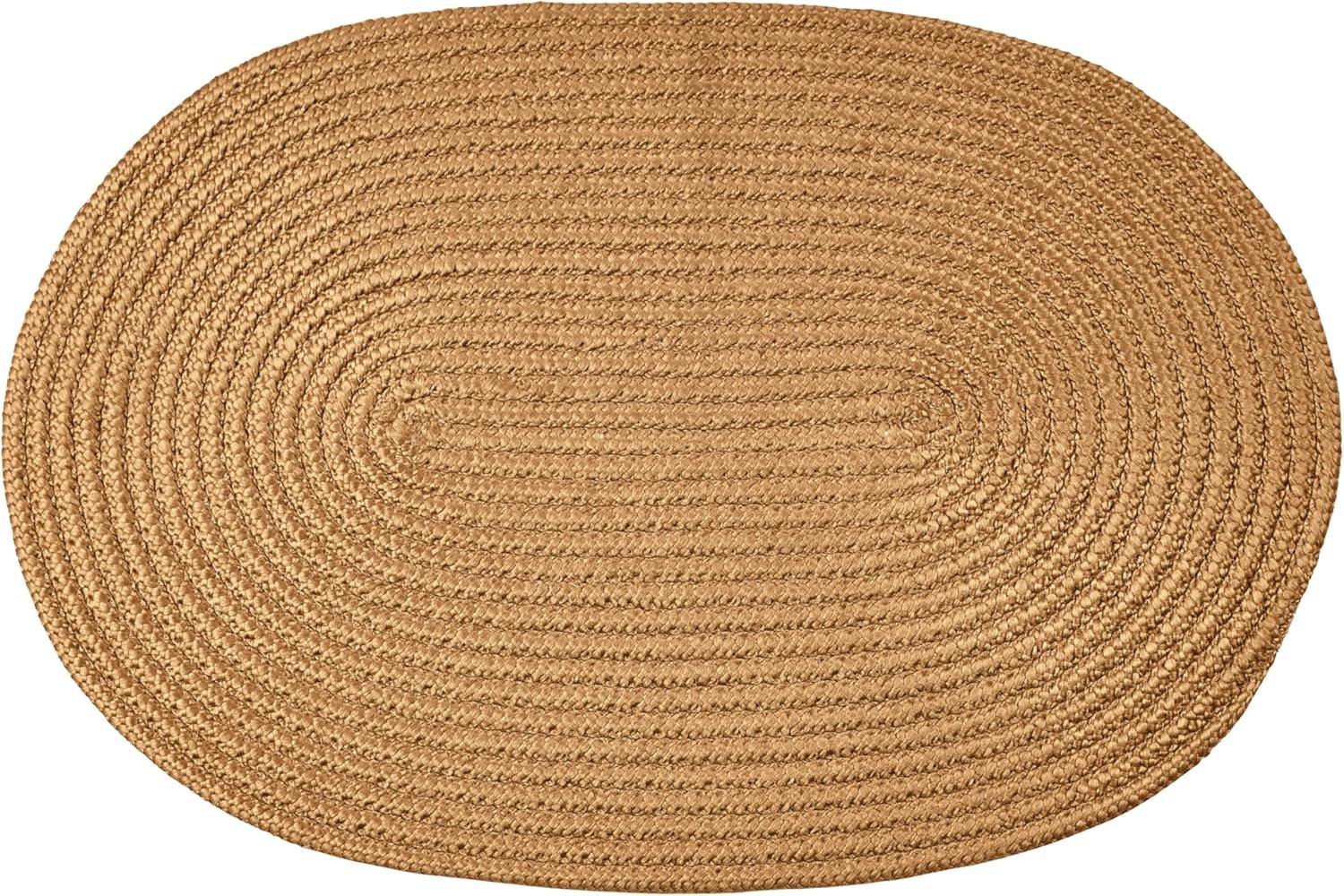 Straw Solid Braided Reversible Oval Synthetic Rug 42" x 66"