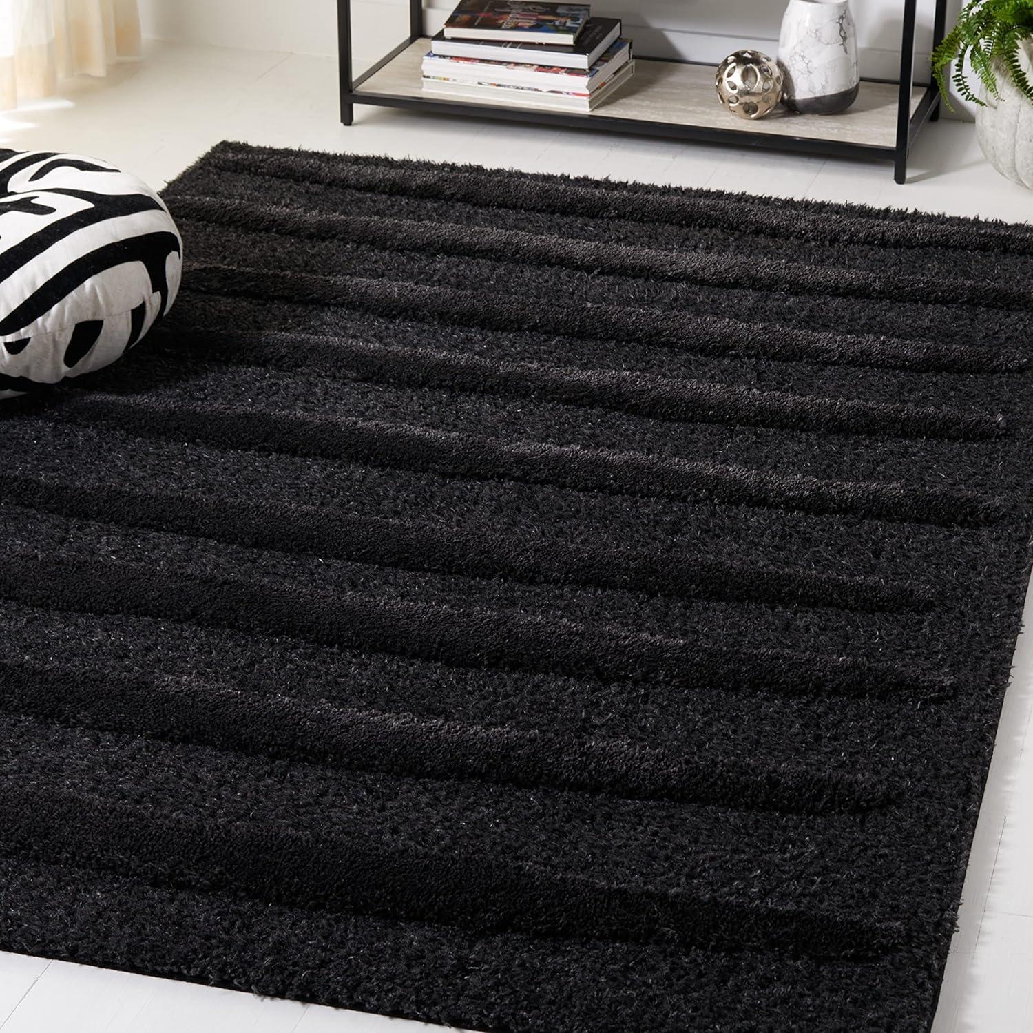 Hi-Lo Shag HLS202 Power Loomed Area Rug - Charcoal - 4'x6' - Safavieh.