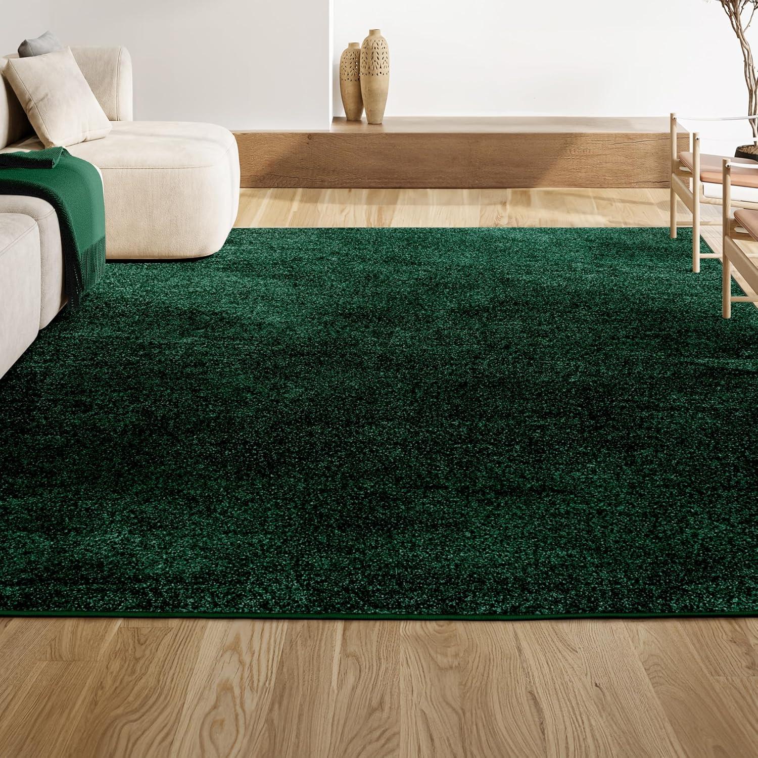 4'x6' Haze Solid Low-Pile Area Rug,  Emerald - JONATHAN Y