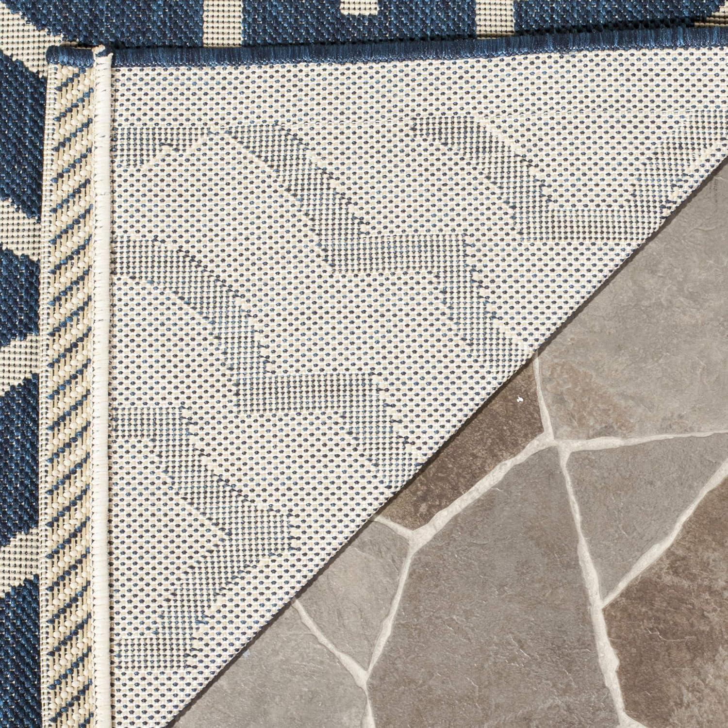 Anthracite and Beige Geometric 5' x 7' Outdoor Area Rug