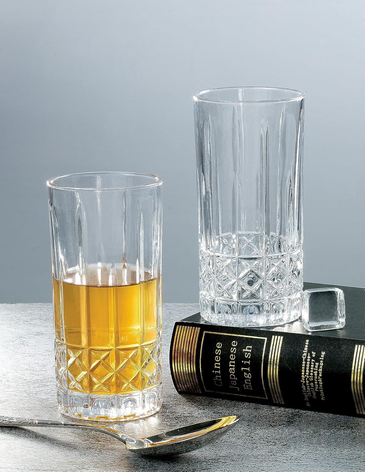 Lorren Home Trends Tall 12 Ounce Drinking Glass-Textured Cut Glass