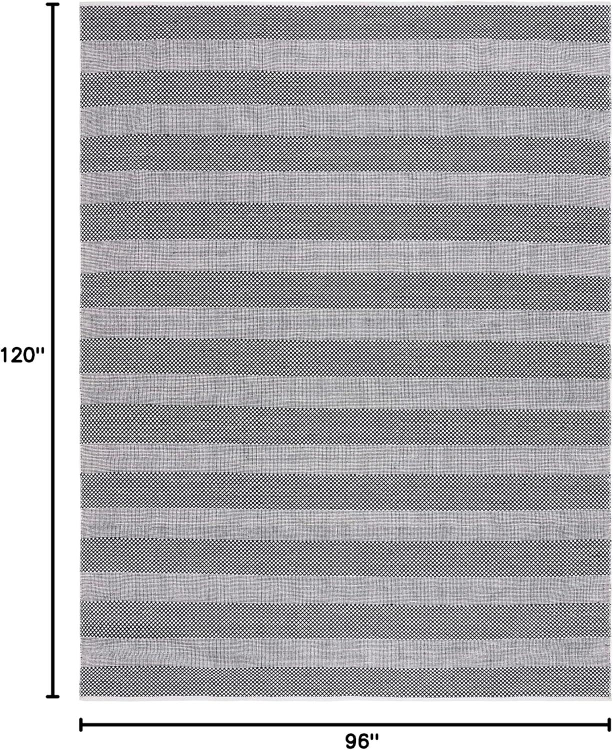 Striped Kilim STK802 Hand Woven Area Rug - Ivory/Black - 8'x10' - Safavieh.