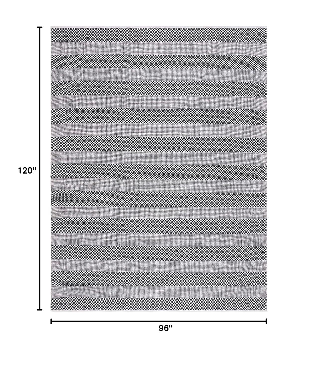Striped Kilim STK802 Hand Woven Area Rug - Ivory/Black - 8'x10' - Safavieh.