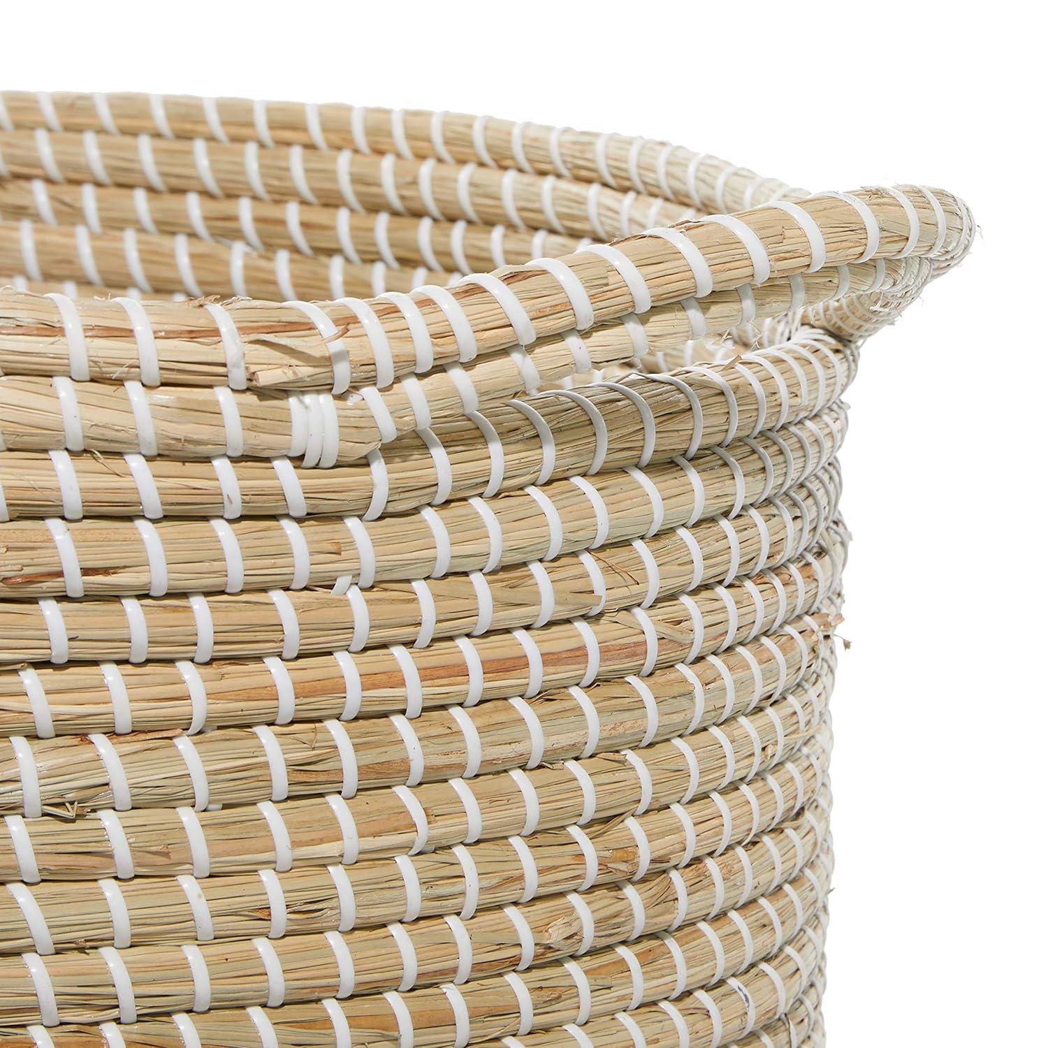 DecMode 18", 20" Brown Sea Grass Contemporary Storage Basket, 2 - Pieces