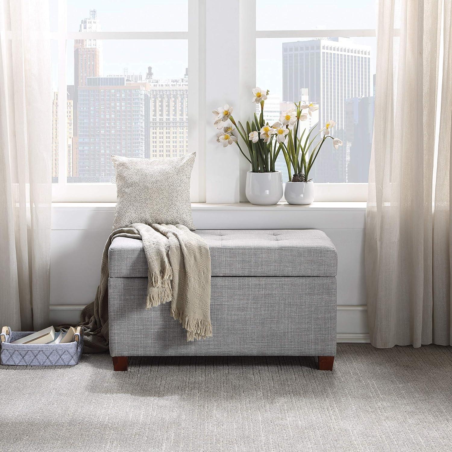 OSP Home Furnishings Storage Ottoman in Dove Gray Fabric