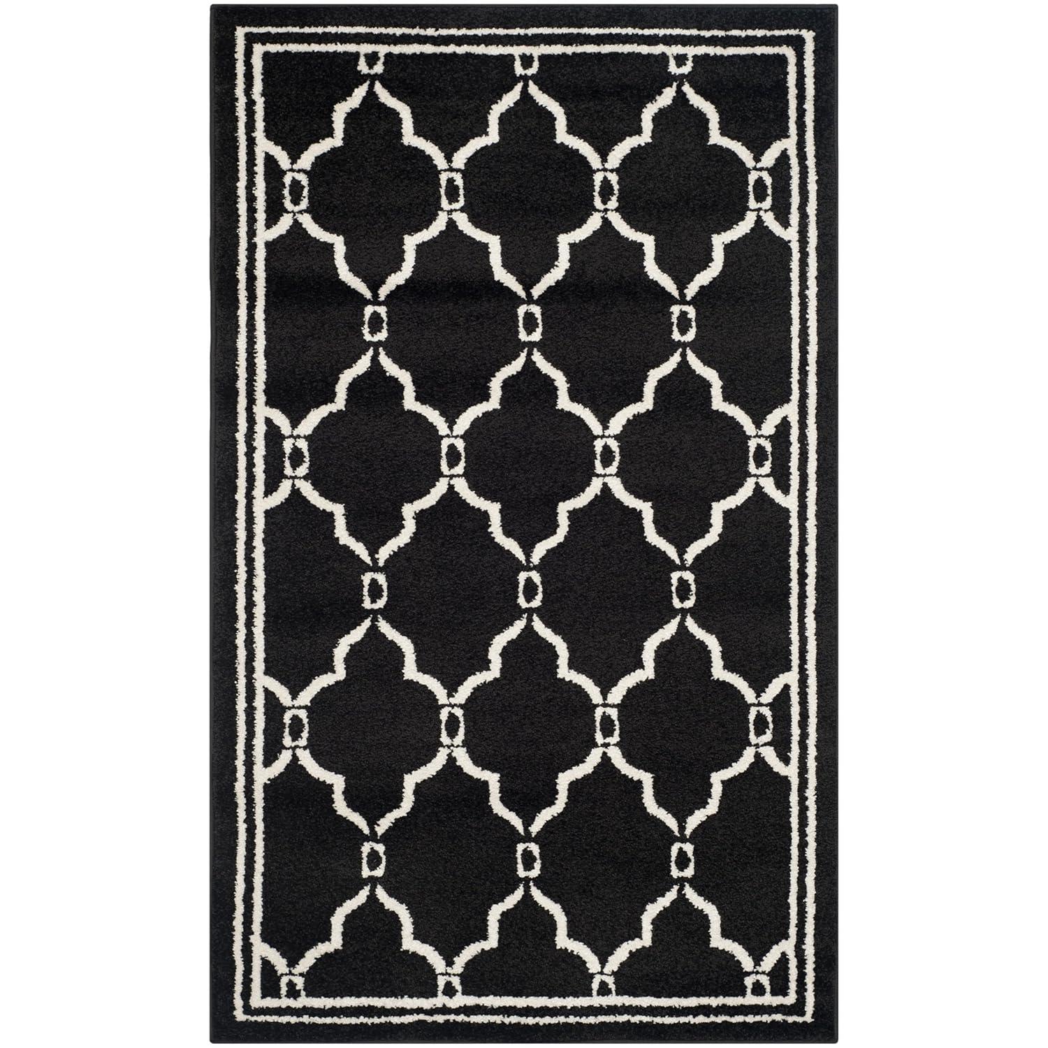 Amherst AMT414 Power Loomed Indoor Area Rug - Anthracite/Ivory - 4'x6' - Safavieh