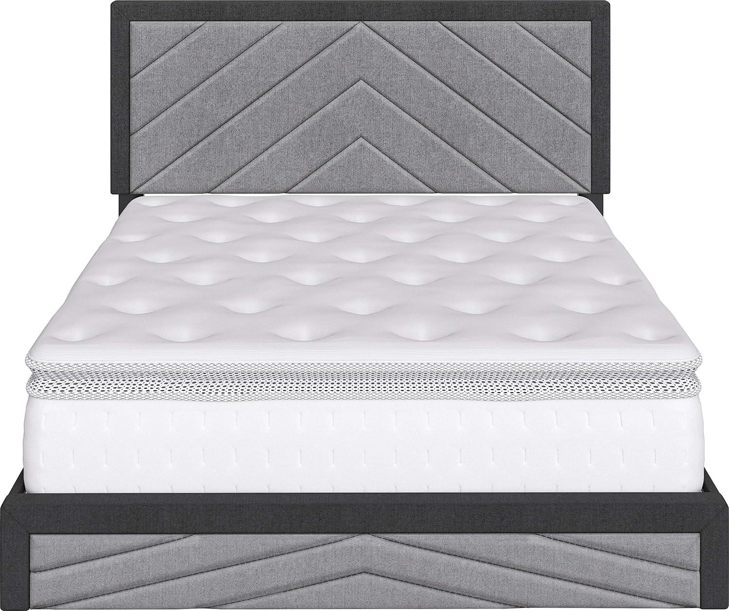Boyd Sleep Barcelona Linen or Faux Leather Upholstered Platform Bed Frame with Adjustable Headboard, Heavy Duty Slat Support System, No Box Spring Required - Boyd Sleep