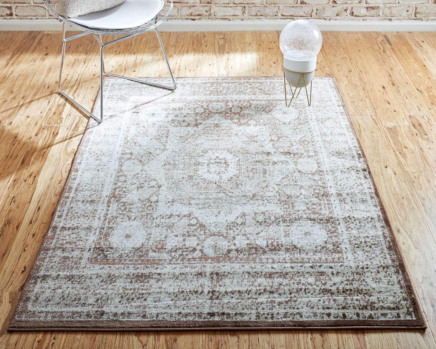Unique Loom Imperial Collection Area Rug - Lygos (4' 1" x 6' 1" Rectangle Chocolate Brown/Beige)