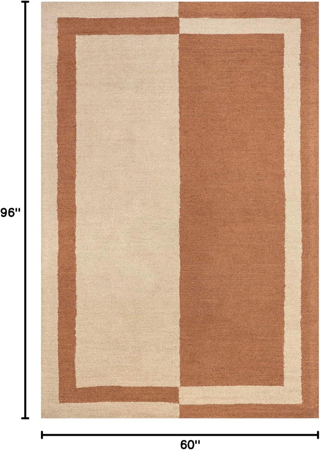 Rust and Beige Wool Flat Woven Handmade Area Rug