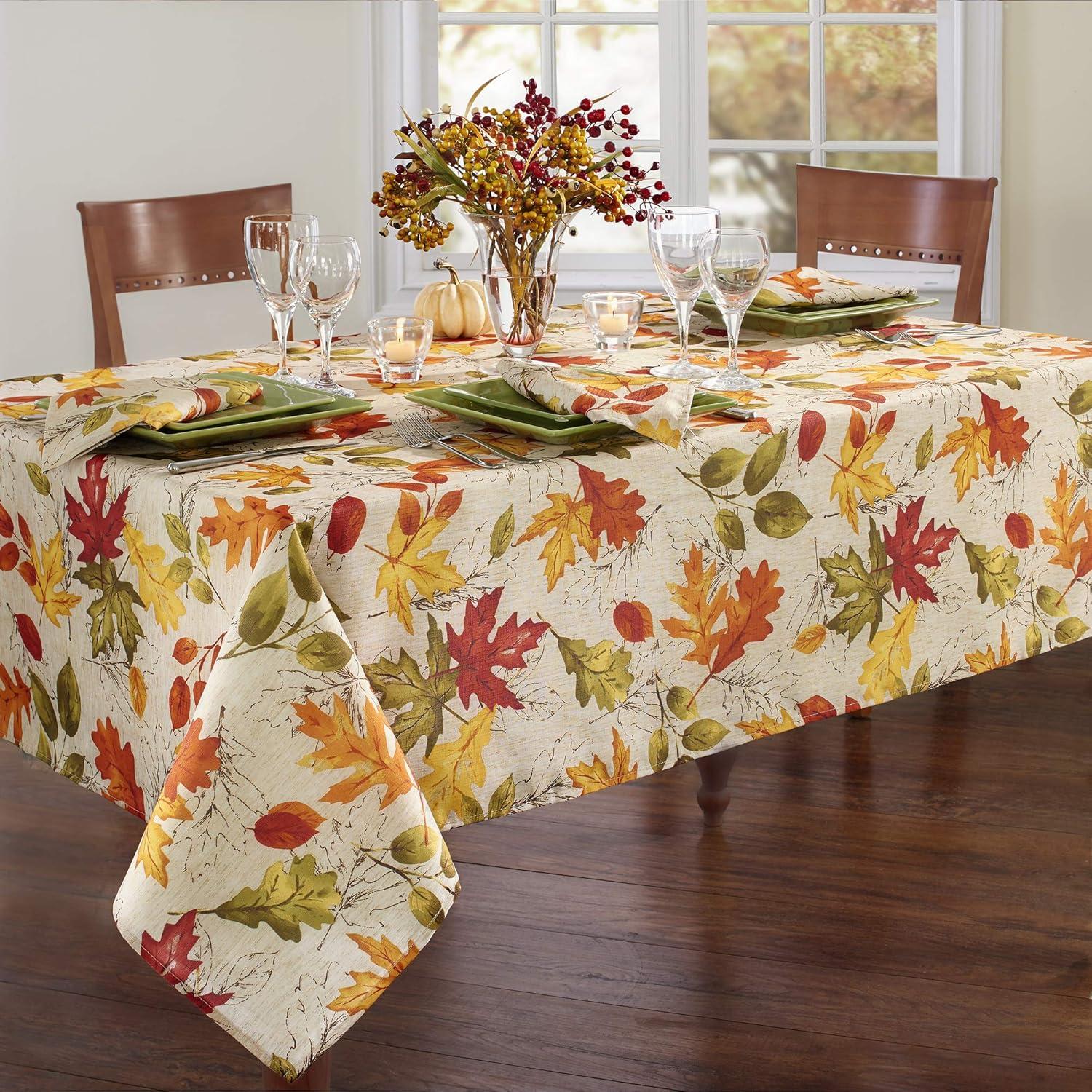 Autumn Leaves Square Fall Fabric Tablecloth