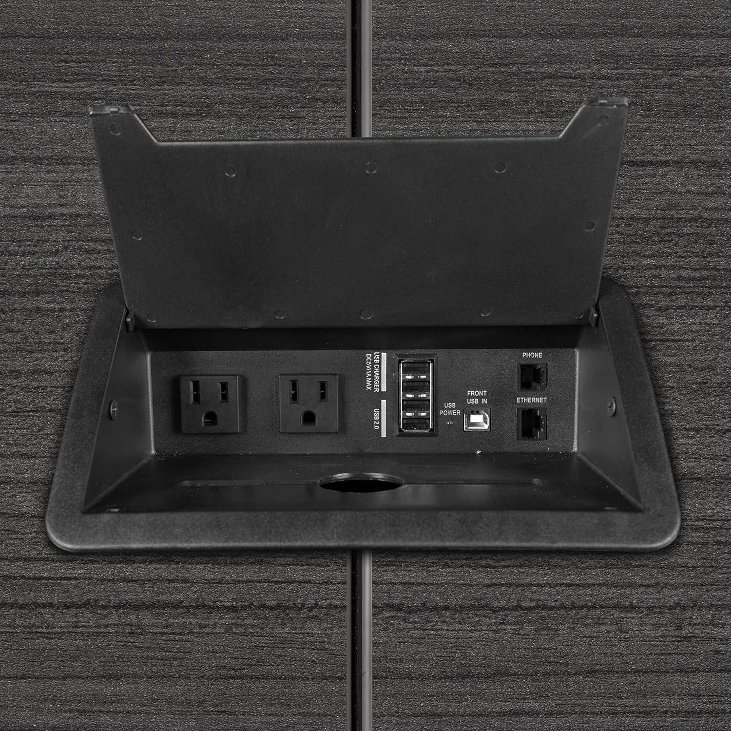 Array 96" Conference Table with Power Data Grommet- Ash Grey/ Black