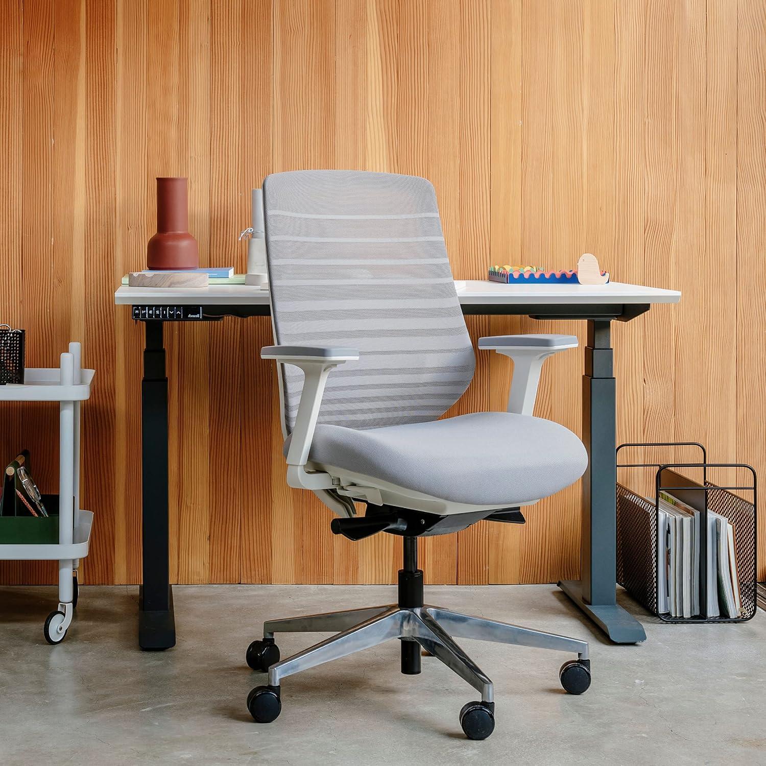 Pebble and White Mesh Ergonomic Swivel Task Chair