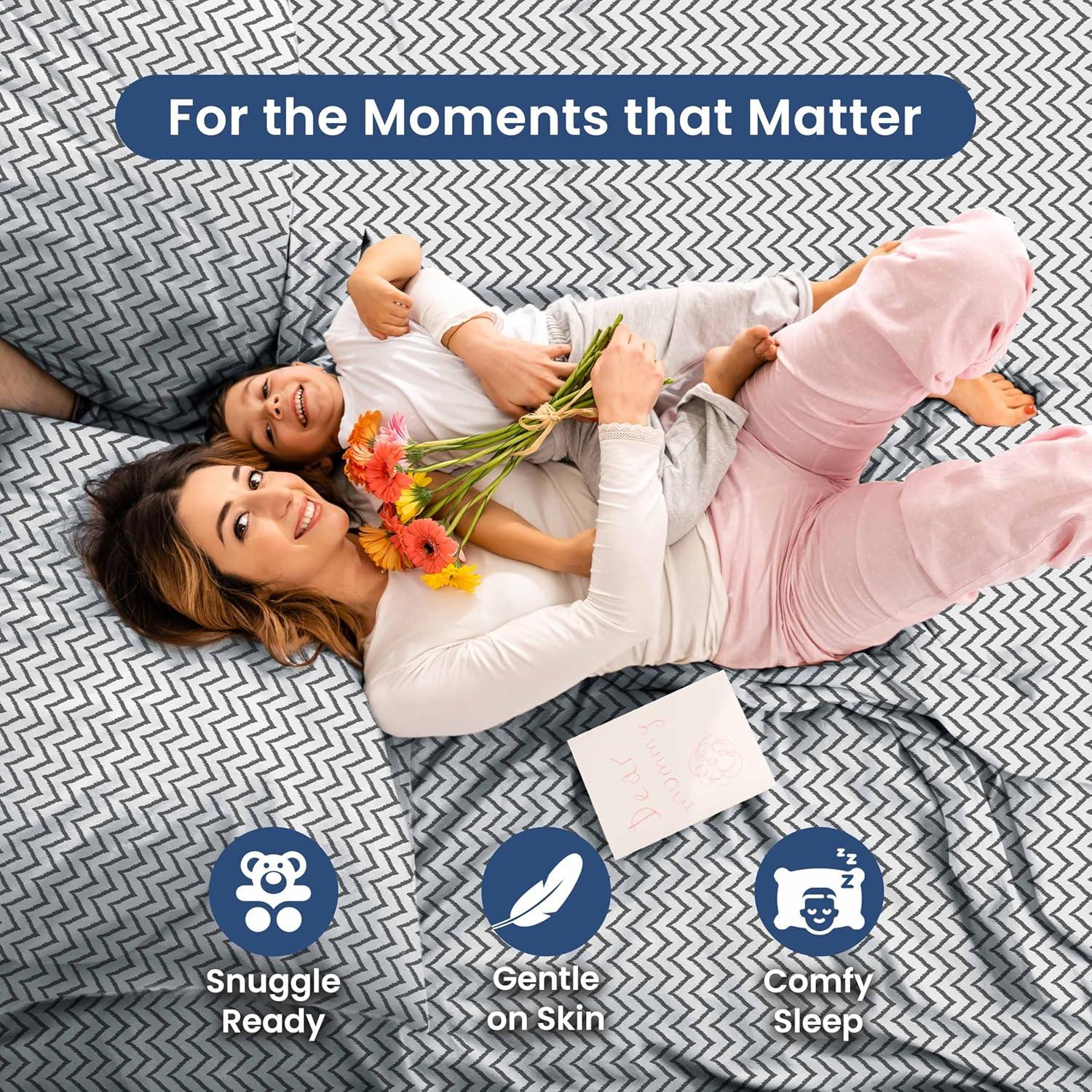 Martex 225 Thread Count Cotton Rich King Sheet Set - Soft, Durable, Wrinkle Resistant (4pc), Chevron