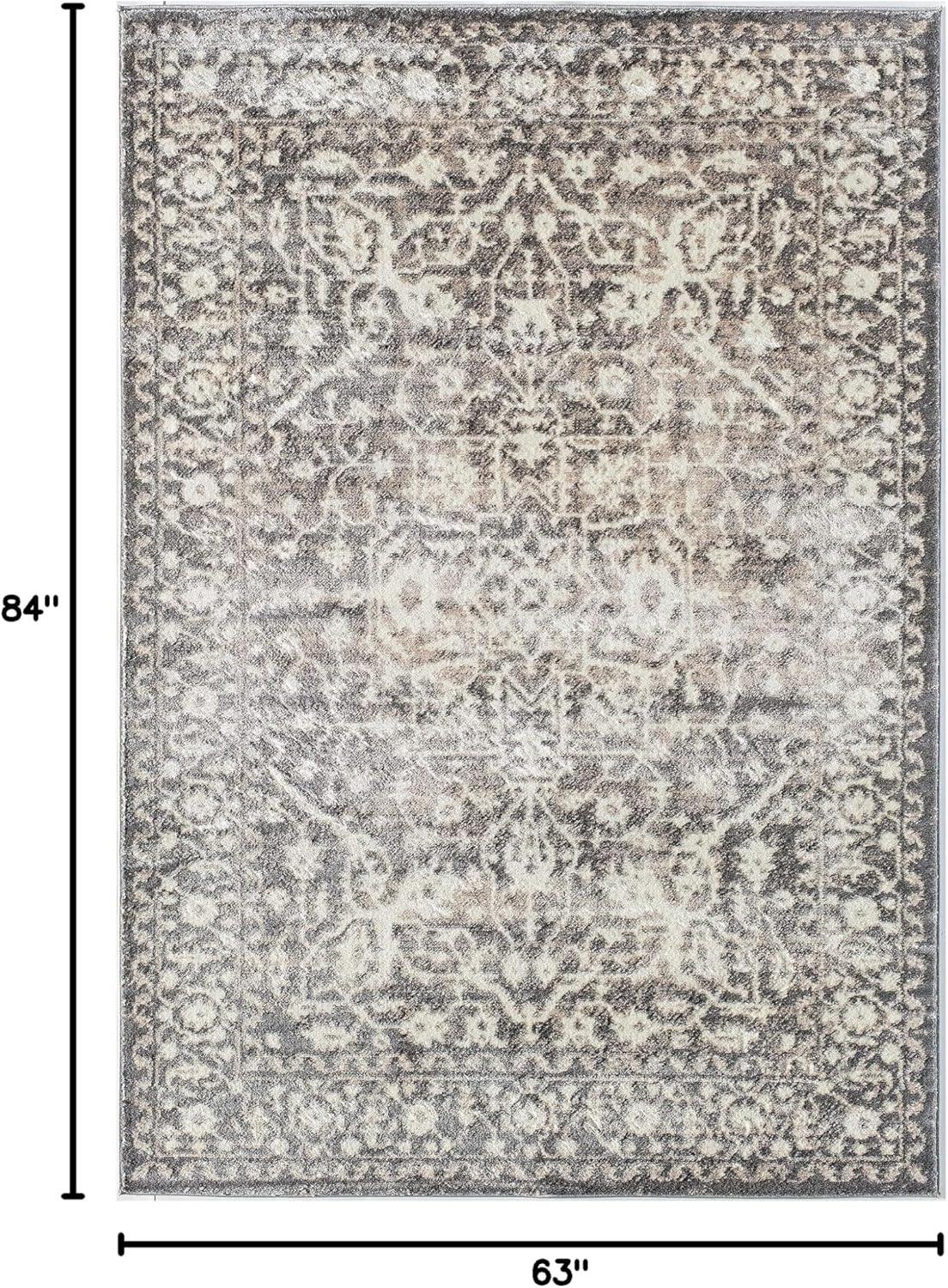 Rugs America Leopold LX20B Stone Transitional Cream Area Rug for Dining Room Rug Neutral Rug Living Room Rug Kitchen, 5'3"x7'
