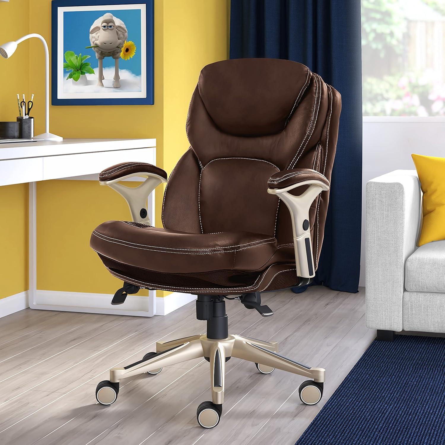 Chestnut Brown Faux Leather Executive Swivel Office Chair