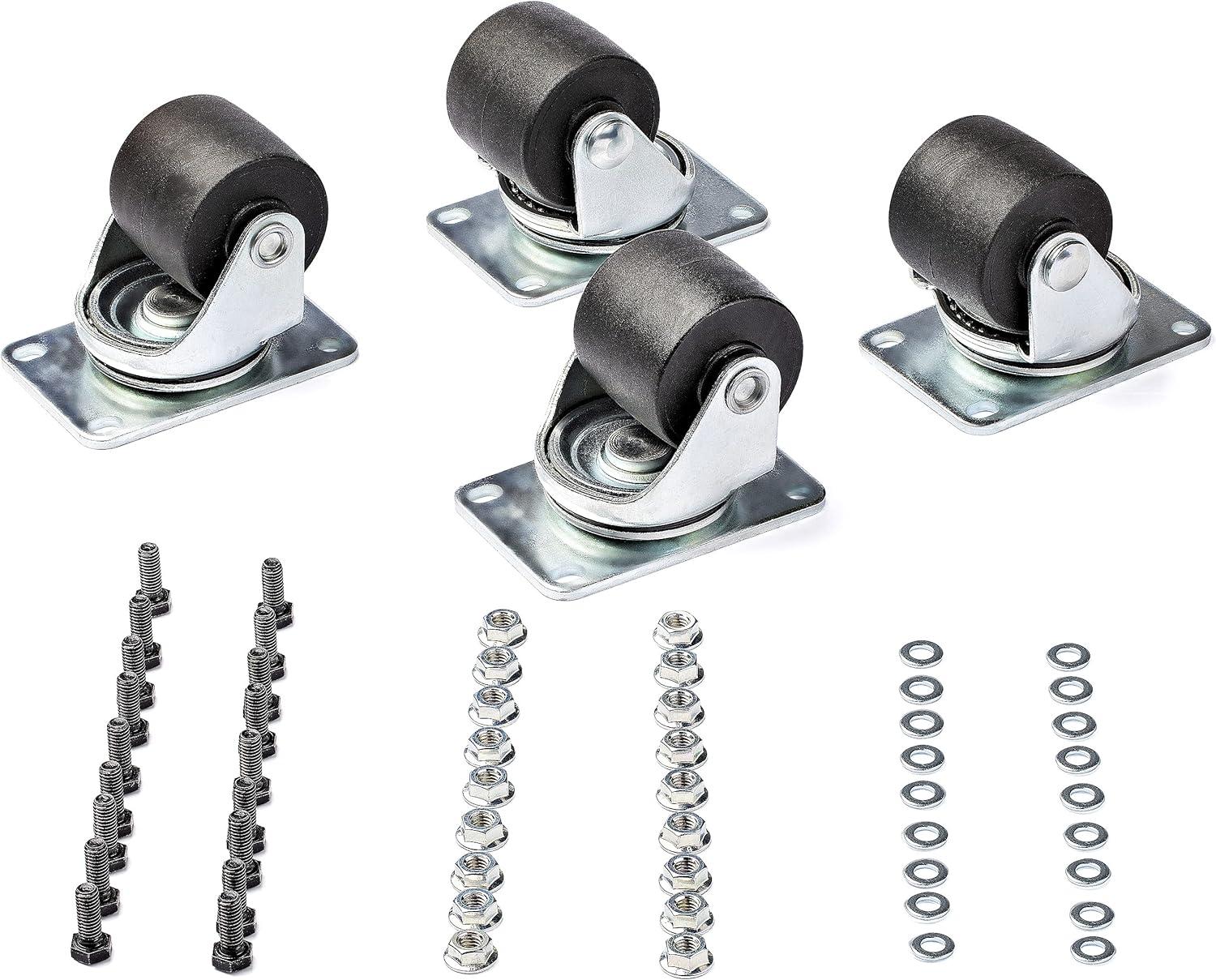 Heavy Duty Black and Stainless Steel 2-Inch Castor Wheels Set