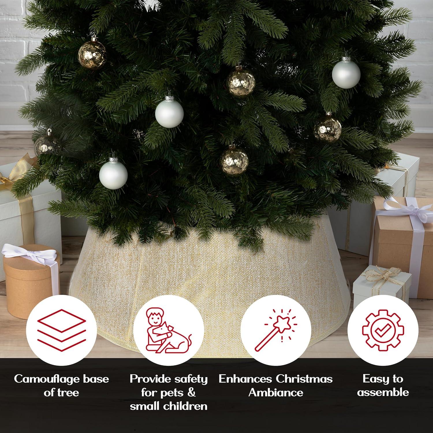 New Traditions 26-in Off-white Tree Collar Tree Skirt