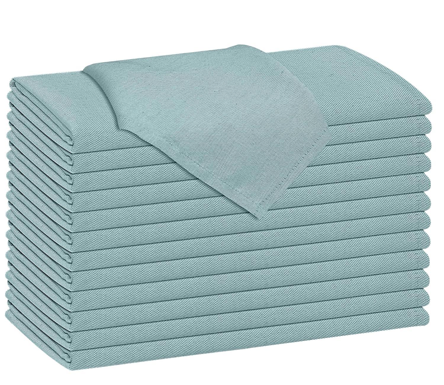 Ruvanti Poly Cotton Square Cloth Napkins Chambray Fabric (Set of 12)