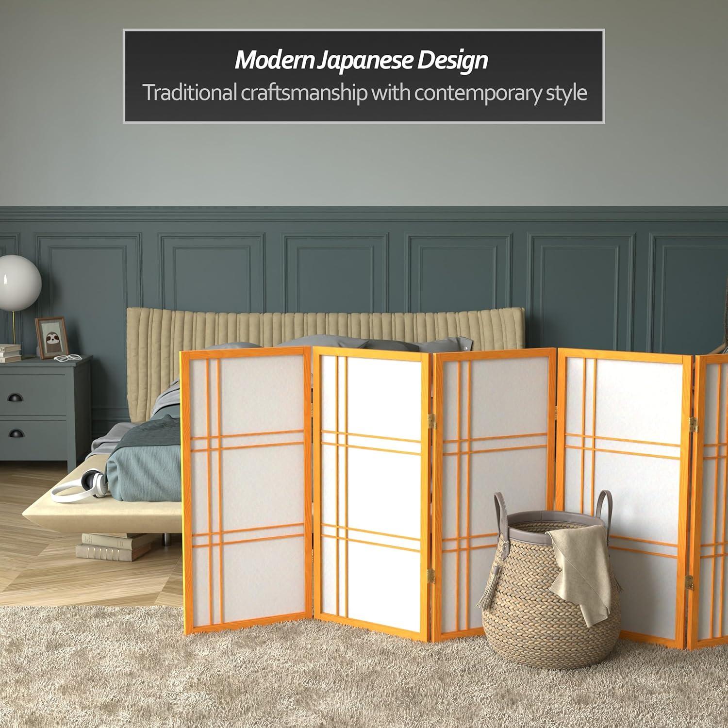 Honey 3 ft. Short Folding Shoji Screen with 6 Panels