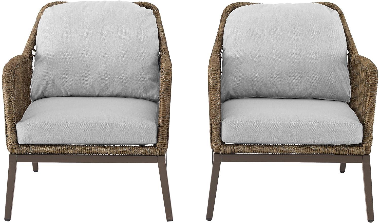 Haven 2pc Outdoor Wicker Armchair Set: Light Gray, Weather-Resistant Cushions - Crosley
