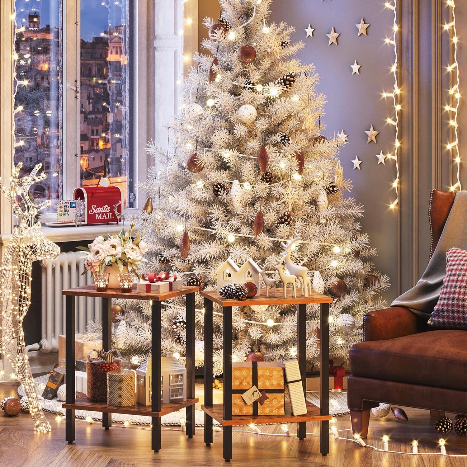 End Table, Set of 2, Side Table, Nightstand, 2-Tier Storage Shelf, Sofa Table for Small Space, Living Room, Bed Room TB01BB035